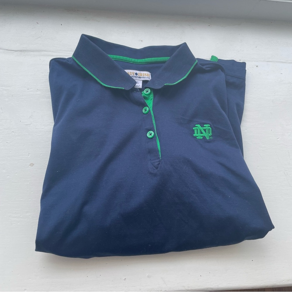Notre Dame Peter Millar Lady Irish Women’s Polo Shirt Short Sleeve XL/L Navy EUC - Picture 9 of 9